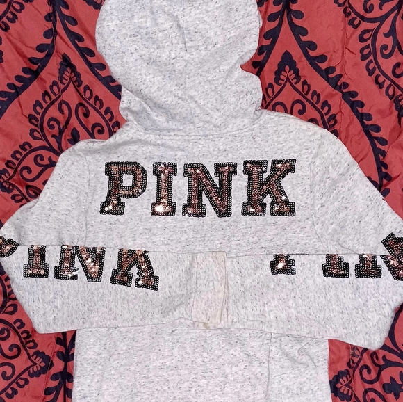 Gently used Victoria's secret pink bling full zip hoodie size medium - Picture 7 of 7